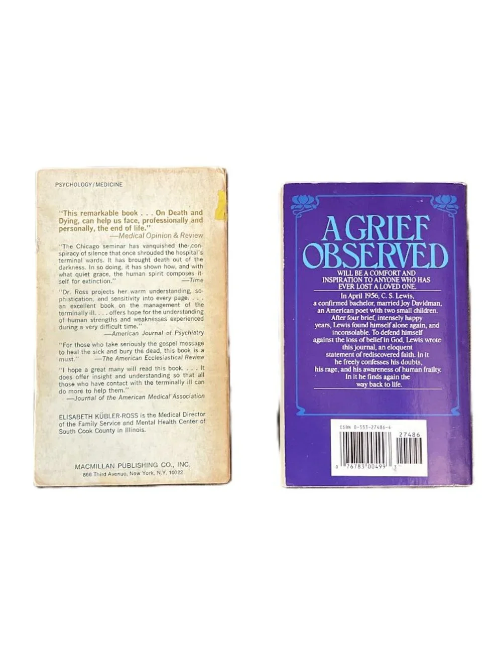 2 Paperback Book Bundle: On Death and Dying and A Grief Observed